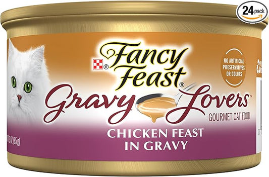 Purina Fancy Feast Gravy Lovers Chicken Feast in Grilled Gourmet Wet Cat Food – (Pack of 24) 3 oz. Cans
