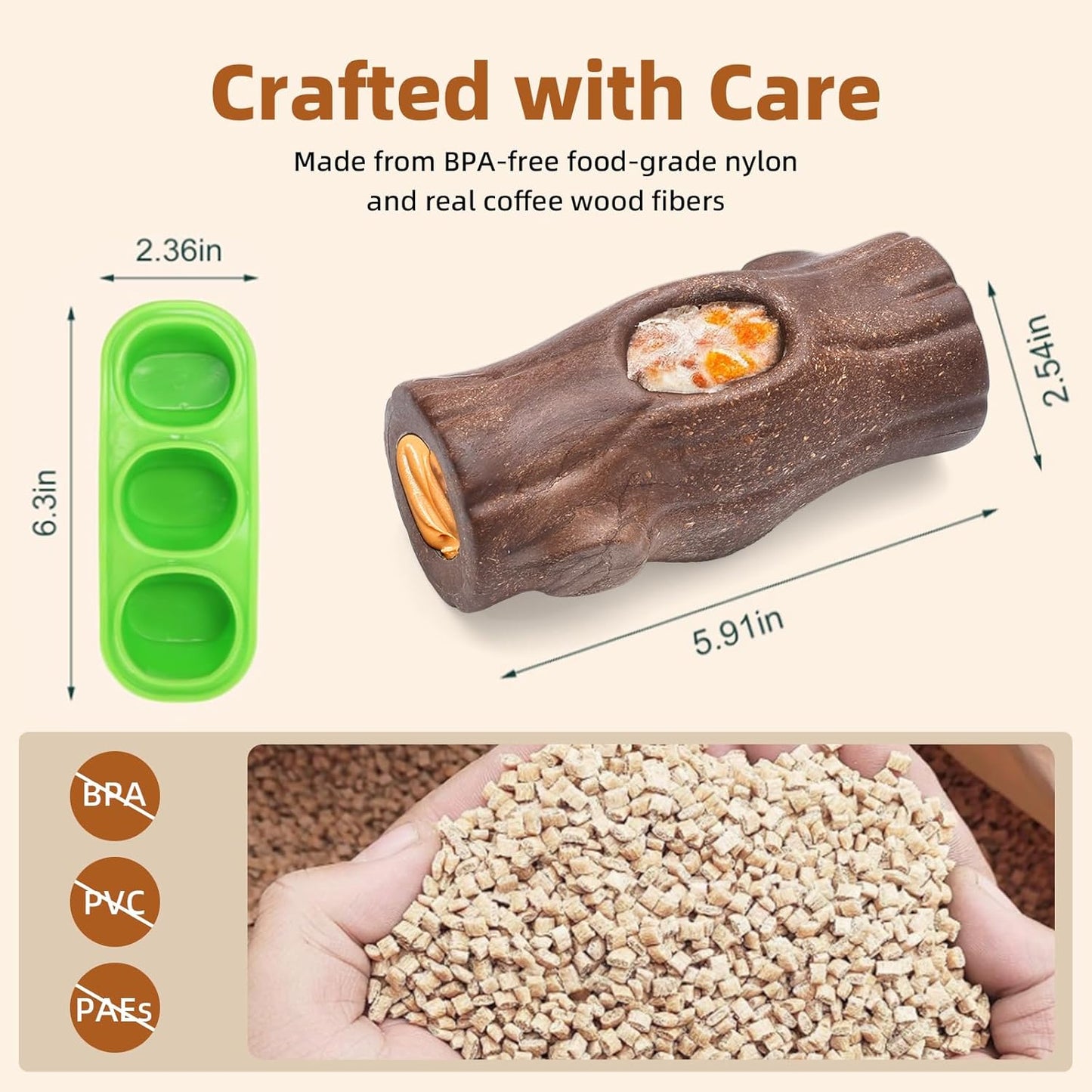 ClariVora 2 Pack Dog Toys for Aggressive Chewers, Interactive Indestructible Dog Toys to Keep Them Busy, Durable Dog Frozen Treat Toy for Large & Medium Dogs, Reduces Anxiety & Extends Playtime, Brown
