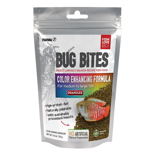 Fluval Bug Bites Color Enhancing Fish Food for Tropical Fish, Granules for Medium to Large Sized Fish, 4.4 oz.