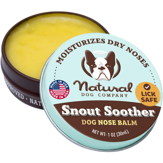 Natural Dog Company Snout Soother Dog Nose Balm – Moisturizing Care for Dry, Crusty, Cracked Noses with Coconut Oil & Shea Butter, Lick Safe Dog Snout Balm for All Breeds - 1 oz Tin