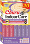 INABA Churu Indoor Care for Hairball Control, Functional Lickable Cat Treat with Taurine & Green Tea Extract, 0.5oz Each, 20 Tubes Total, Tuna & Chicken Variety
