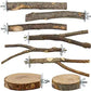 8-Piece Set Natural Wood Bird Perches - Wooden Parrot Stand with Fork Toys, Hanging Multi-Branch Platform, Hammock Swing - Suitable for Parakeets, Budgies - Durable Pet Bird Accessories