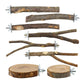 8-Piece Set Natural Wood Bird Perches - Wooden Parrot Stand with Fork Toys, Hanging Multi-Branch Platform, Hammock Swing - Suitable for Parakeets, Budgies - Durable Pet Bird Accessories