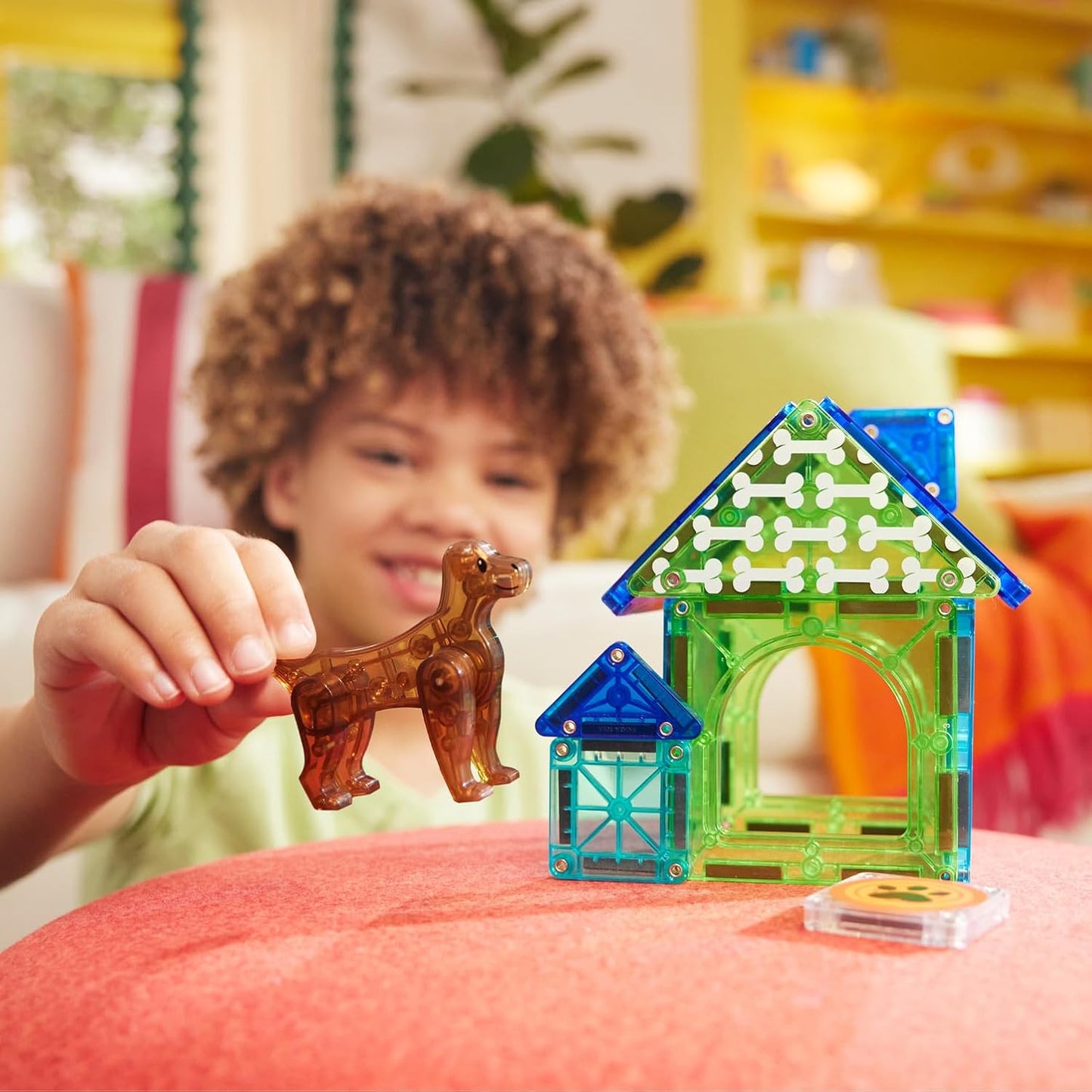 Magna-Tiles Dog House 13-Piece Magnetic Construction Set, The Original Magnetic Building Brand