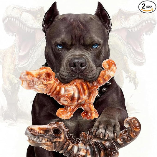 2 Pack Indestructible Dog Chew Toys for Aggressive Chewers: Ultra-Dense Nylon, Bacon Flavor Chew Bones, Heavy Duty Tough Toys for Large Dogs 20-90 lbs, Long Lasting & Keep Them Busy (XL)