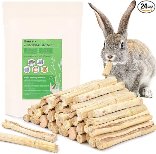 Bissap 700g/1.5Ib Sweet Bamboo Chew Sticks for Rabbits, Bunny Chewing Sticks for Rabbits Hamster Chinchilla Guinea Pigs Rabbit Small Animals Natural Treats Teeth Grinding Toys