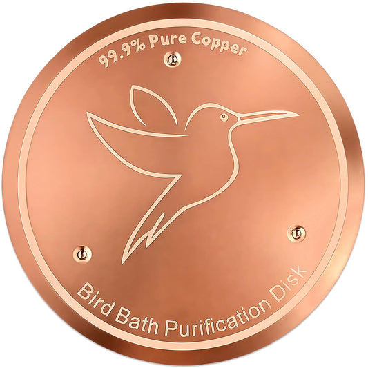 Bird Bath Copper Disk, Copper Disc for Bird Bath 99.99% Pure 0.6 mm Thick with Triple-Point Support for Physical Safe Clean Water for Outdoor Birdbaths Bowl