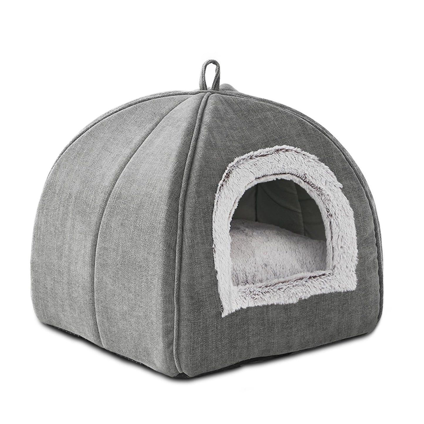 Cat Bed Cave-Cat Beds for Indoor Cats,Kittens and Small Pets,Soft and Warm Cats House Tent Bed,Foldable and Washable with Removable Cushioned and Anti Slip Bottom,Grey 15inches