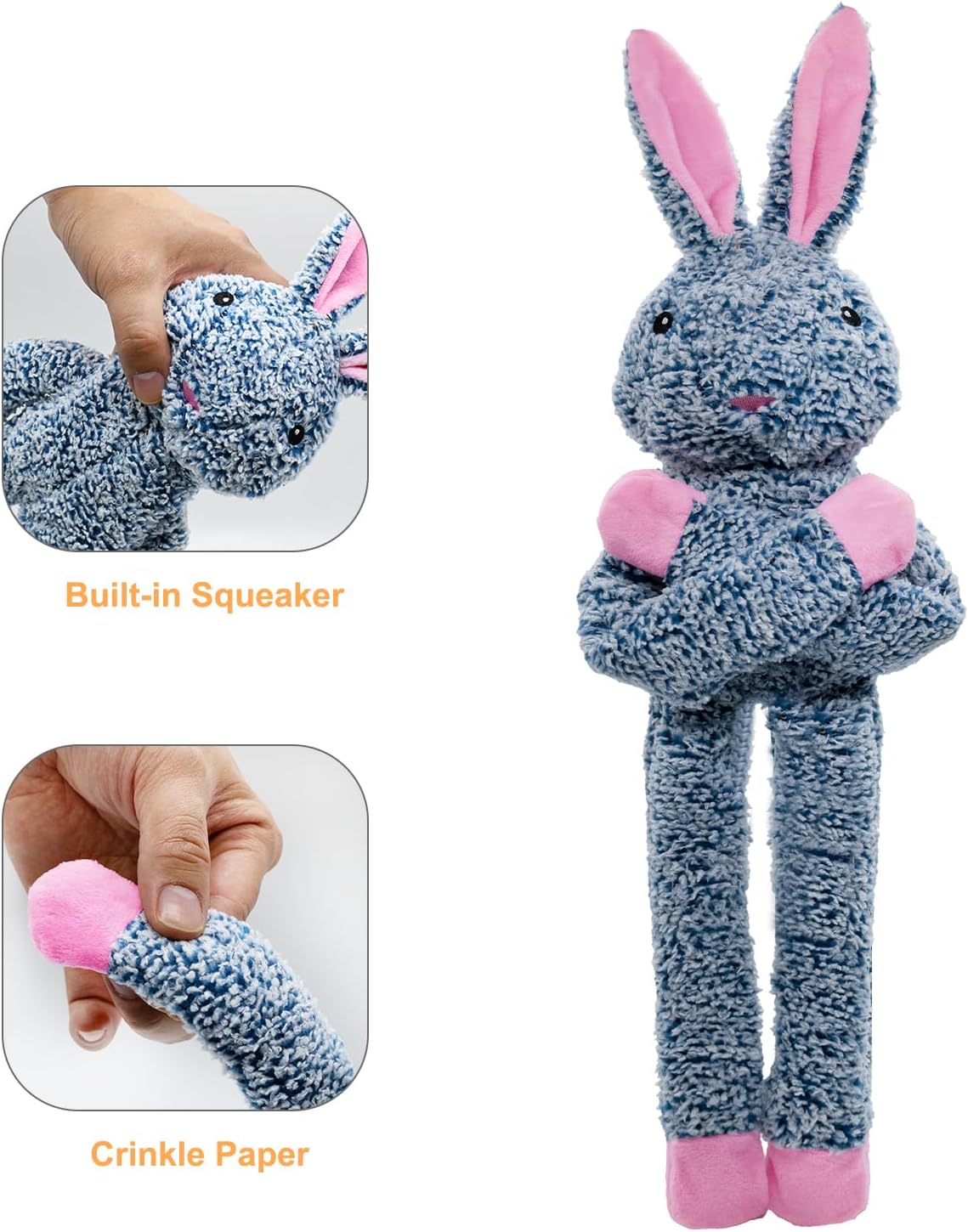 BUYPOW No Stuffing Dog Toys for Large Dogs, 5 Pack Squeaky Crinkle Interactive Dog Animals, Plush Teething Toys to Keep Them Busy, Cute Funny Dogs Gifts for Small Medium Large Breed