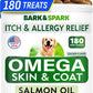 BARK&SPARK Omega 3 for Dogs - 180 Fish Oil Treats for Dog Shedding, Skin Allergy Chews, Itch Relief, Hot Spots Treatment - Joint Health - Skin and Coat Supplement - EPA & DHA Fatty Acids - Salmon Oil