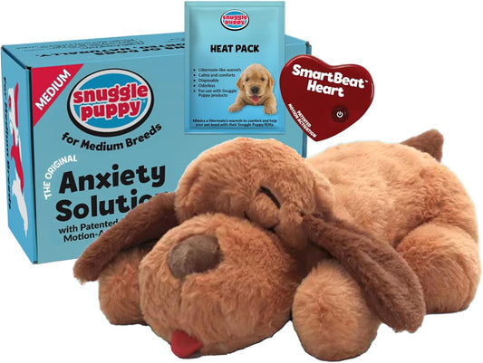 Original Snuggle Puppy Heartbeat Puppy Toy - Heartbeat Puppy for Dogs - Pet Anxiety Relief and Calming Aid - Comfort Dog Toy - Behavioral Training and Sleep Aid Cuddle buddy - Crate Training Essential