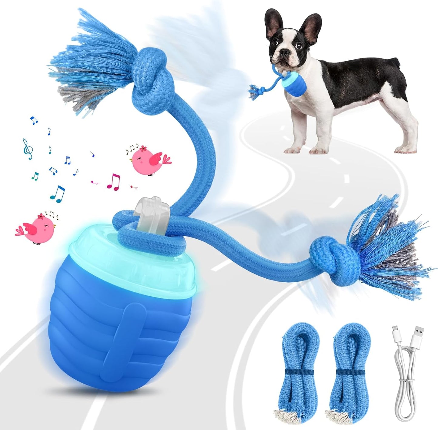Interactive Dog Toys - 2026 Upgraded Motion Activated Balls for Medium/Large Dogs, Automatic Moving Dogs Toy Wicked Ball for Boredom, Interactive Dog Ball to Keep Them Busy(Blue)