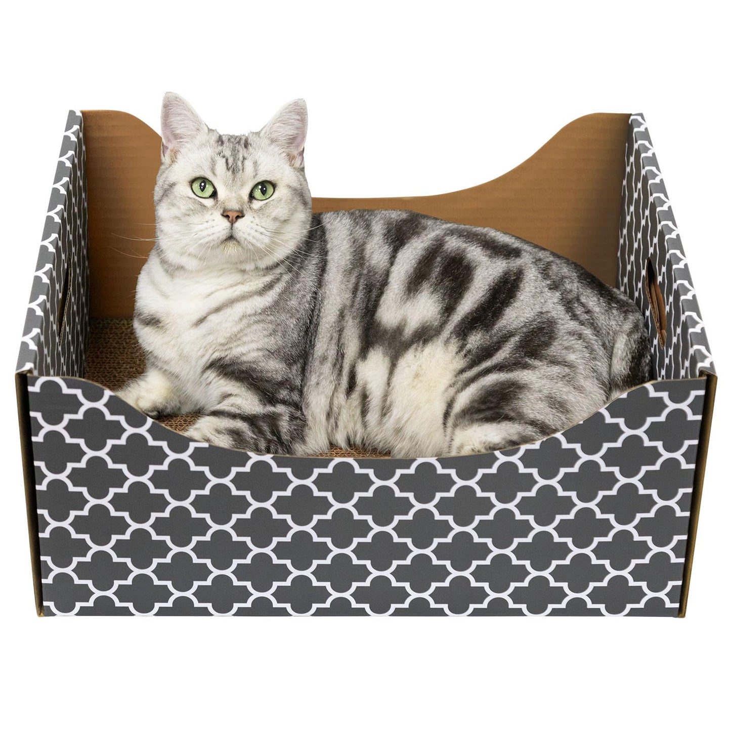 [Ultra-Large] Cardboard Cat Scratcher Box, Heavy Duty Cat Scratcher Bed with Double-Sided Scratch Pad, Sturdy and Refillable, Ideal for Scratching and Sleeping, Premium House for Indoor Cats