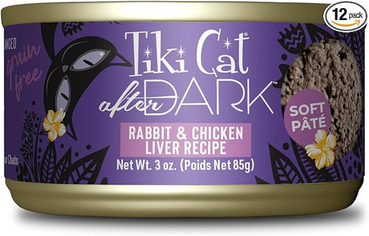 Tiki Cat After Dark Pâté Wet Cat Food, Rabbit & Chicken Liver, 3 oz. Cans (12 Count)