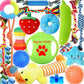 Dog Toys 25 Pack for Fun and Teeth Cleaning, Puppy Chew Toys Pack with Squeak Plush Toy,Squeaky Toy Balls,Tug of War and Rope Toys for Puppy to Small Dogs