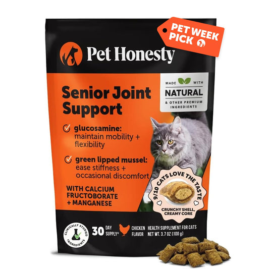 Cat Hip + Joint Health Chews – Crunchy & Creamy Cat Joint Support Supplement - Glucosamine, Chondroitin & Omega-3s – Supports Mobility, Flexibility & Comfort for Indoor & Outdoor Cats (Chicken 30-Day)
