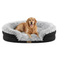 Fluffy Orthopedic Dog Bed for Large & Extra Large Dogs, Calming Plush Sofa Bed with Curved Bolster Support and Egg-Crate Foam Base, 43" Cozy Oval Pet Donut Bed with Washable Cover, Gray