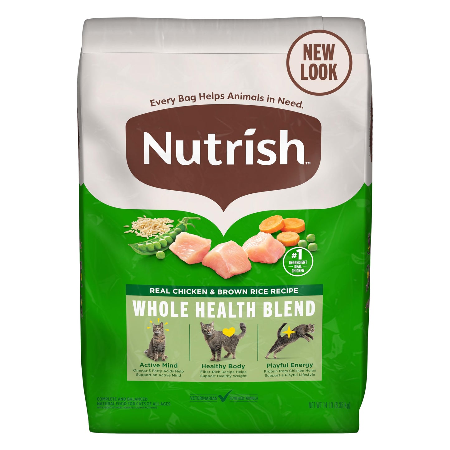 Nutrish Premium Natural Dry Cat Food, Real Chicken & Brown Rice Recipe, 14 Pounds (Packaging May Vary), (Rachael Ray Nutrish)