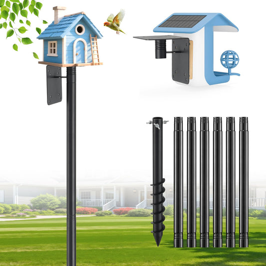 Heavy Duty Bird Feeder Pole - 88" Adjustable Bird House Stand Outdoor, Anti-Tip Auger & Stable Mount for Smart Camera Birdfeeder,Bluebird House, Bird Buddy, Birdfy