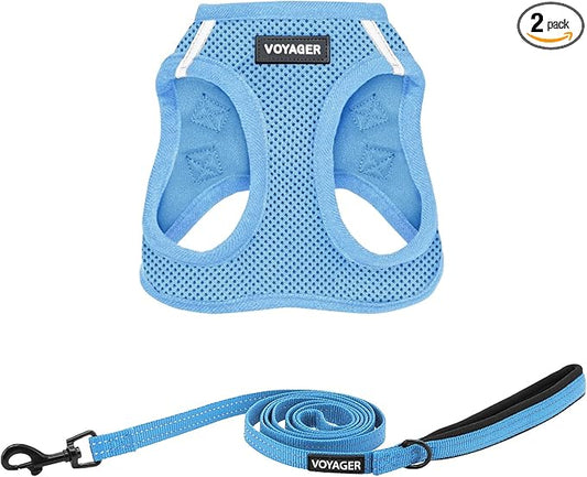 Best Pet Supplies Voyager Step-in Air All Weather Mesh Harness and Reflective Dog 5ft Leash Combo with Neoprene Handle, for Small, Medium and Large