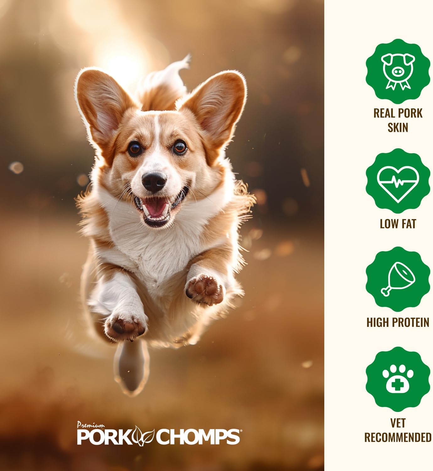 Pork Chomps Roasted Pork Skin Dog Chews, 6-inch Twists, 15 Count