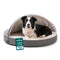 FurHaven Round Orthopedic Dog Bed for Large Dogs, Egg Crate with a Solid Orthopedic Foam Base with Attached Blanket Hood and Removable Washable Cover, Large, Sherpa & Suede Snuggery, Gray