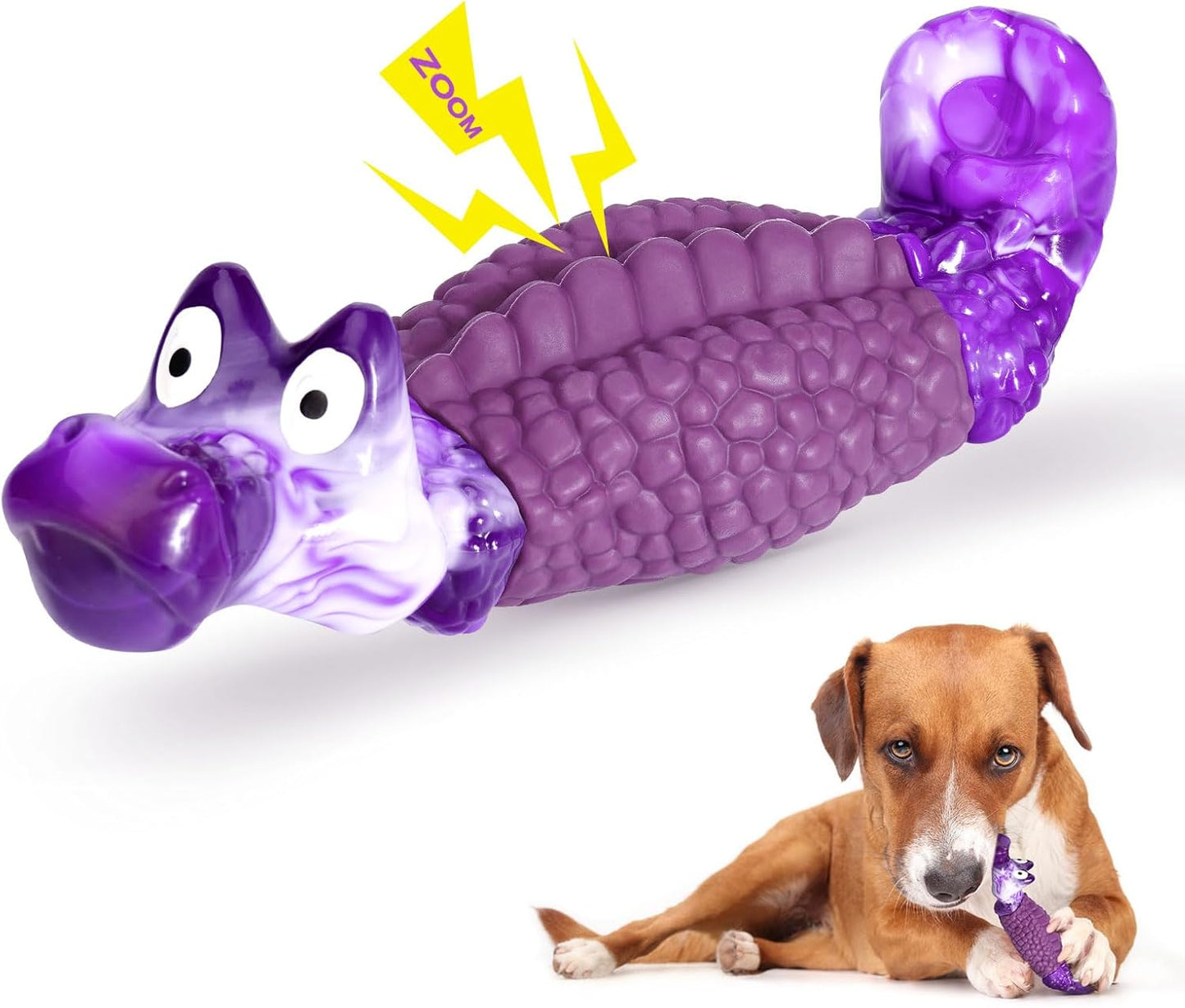 Tough Dog Chew Toys for Aggressive Chewers, Squeaky Indestructible Dog Toy for Large Dogs to Keep Them Busy & Reduce Boredom for Small, Medium, Large Breed, Bacon Flavor