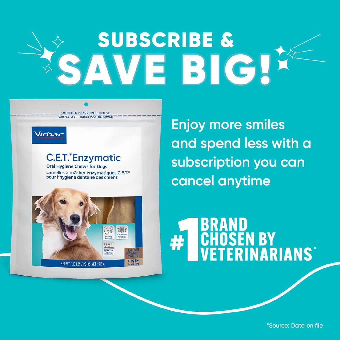 C.E.T. Oral Hygiene Chews for Dogs (Large / 30 count)