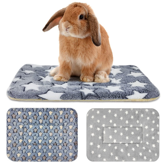 3PCS Guinea Pig Bed Soft Rabbit Bedding Cage Liner Warm Bunny Mats Pee Pads Fleece Blanket Plush Hamster Sleep Beds Ferret Squirrel Hedgehog Rat