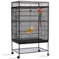 Daoeny Bird Cage Seed Catcher, Large Bird Cage Cover, Adjustable Soft Airy Nylon Mesh Net, Birdcage Cover Skirt Seed Guard for Parrot Parakeet Macaw African Round Square Cages (Black)