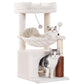 Cat Tree 32 Inches Small Cat Tree for Large Cats Adult Cat Tower with Scratching Post,15.7”Large Hammock and Self Groomer, and Removable Top Perch and Wide Condo for Indoor Cats-Beige