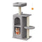 Feandrea Cat Tree, Small Cat Tower for Indoor Cats, Plush Cat Caves with Perch, Scratching Posts, for Small Spaces, Kittens, Light Gray UPCT005G01