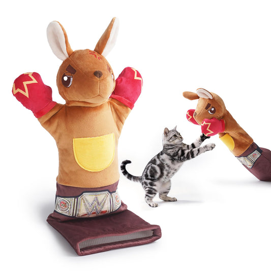 Cat Wrestling Glove, 22 inch Cat Puppet Wrestler with 5 Catnip Pouches & 3 Layer Resistant Protection, Interactive Cat Toy with Treat Pocket for