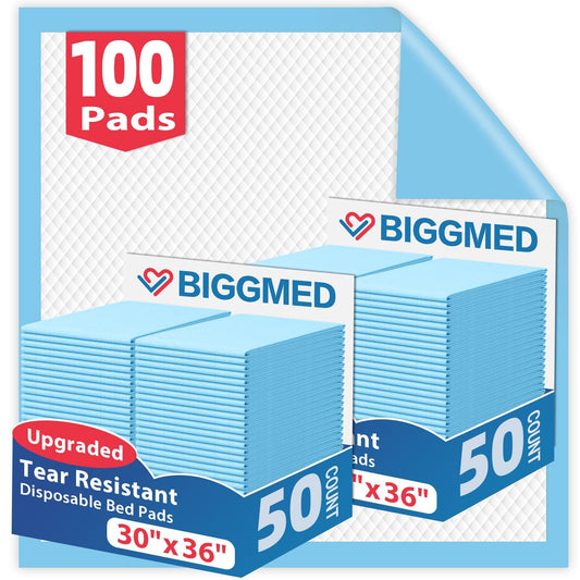Tear-Resistant Disposable Bed Pads 30" x 36" 100 Count Absorbent Underpads, Chux Thicker Extra Large Incontinence Bed Pads, Pee Pads for Adults, Kids, Elderly, Pets