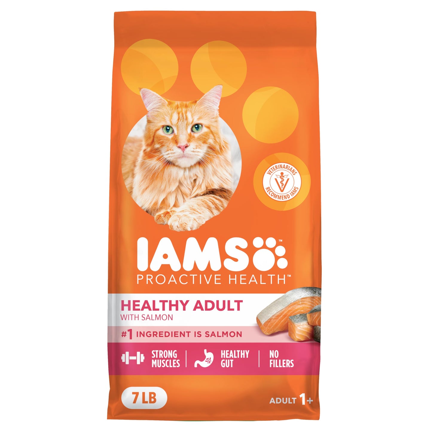 IAMS Proactive Health Adult Healthy Dry Cat Food with Real Salmon, 7 lb. Bag