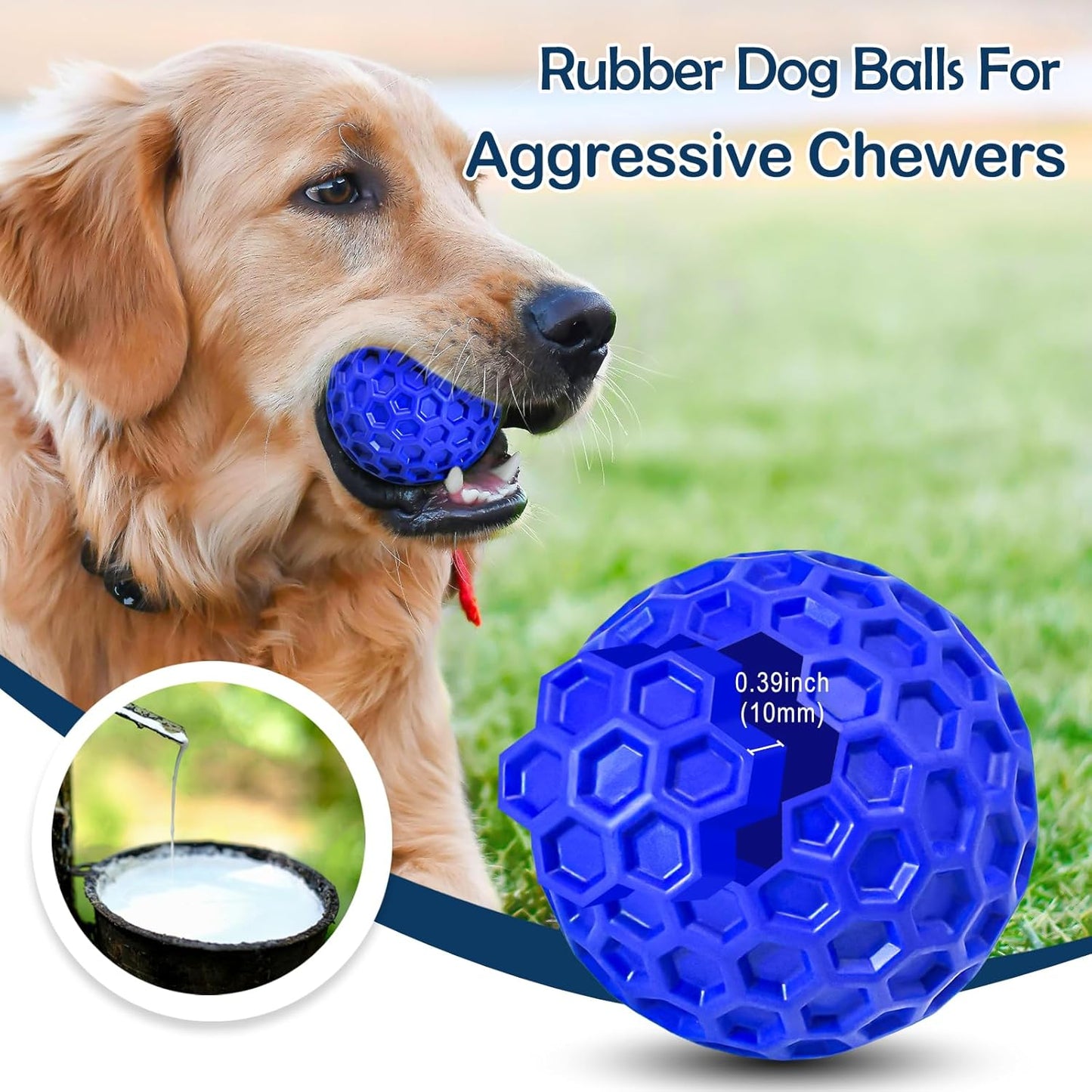CHEODIN 2 Pack Indestructible Squeaky Dog Balls for Aggressive Chewers, Interactive Dog Toys for Teething, Relieving Anxiety. Chew Toy for Large, Medium Breeds, Outdoor Rubber Balls.