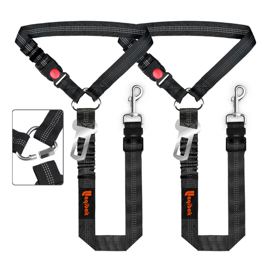 Removable Dog Seat Belt Harness for Car, 3 in 1 Pet Dog Car Seatbelt Leash, Retractable Restraint Secures to Vehicle Headrest & Adjustable Reflective