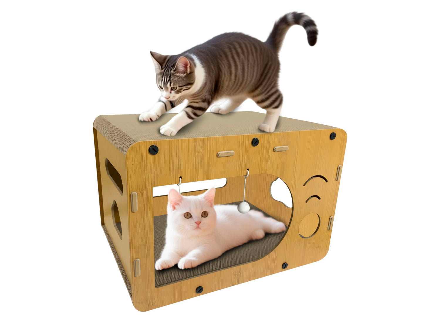 cat scratchers for Indoor, Large Size, Furniture-Protecting Scratch Pad with Cat Bed, Cat House-Shaped Design.cat Toys.cat Scratching Post.cat Scratching Board