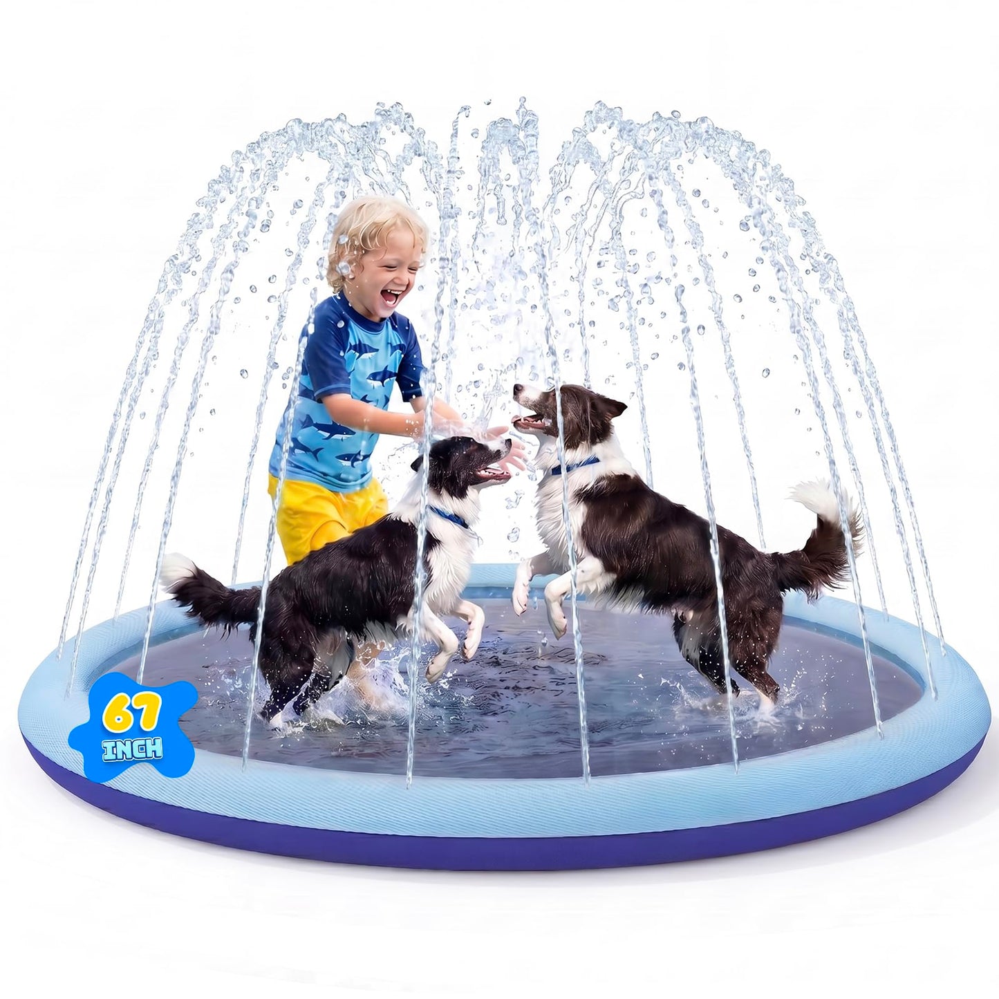 COMMOUDS Splash Pad for Kids and Dogs, Non-Slip Sprinkler Pad Thicken Pool Summer Outdoor Water Toys, Backyard Fountain Play Mat for Baby Toddlers