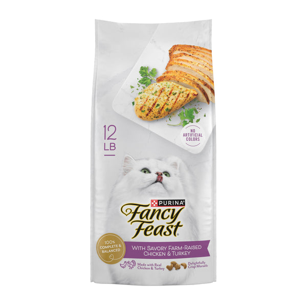Purina Fancy Feast Dry Cat Food with Savory Farm-Raised Chicken and Turkey - 12 lb. Bag