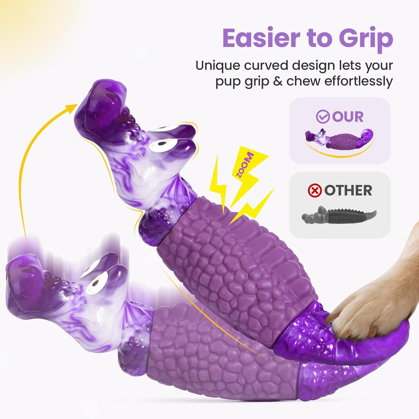 Tough Dog Chew Toys for Aggressive Chewers, Squeaky Indestructible Dog Toy for Large Dogs to Keep Them Busy & Reduce Boredom for Small, Medium, Large Breed, Bacon Flavor