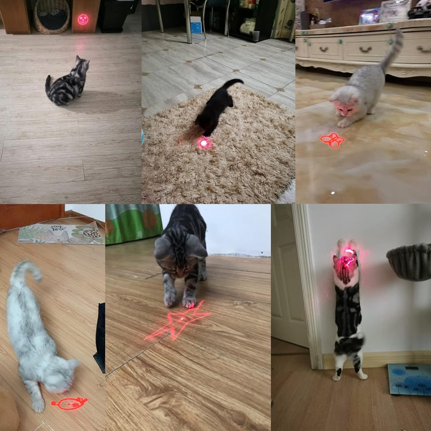Laser Pointer Cat Toy, Interactive Toy with Red Dot LED Light Pointer, Long Range 3 Modes Projection Playpen for Kitten Interaction,USB Recharge Pointer (1 pcs)