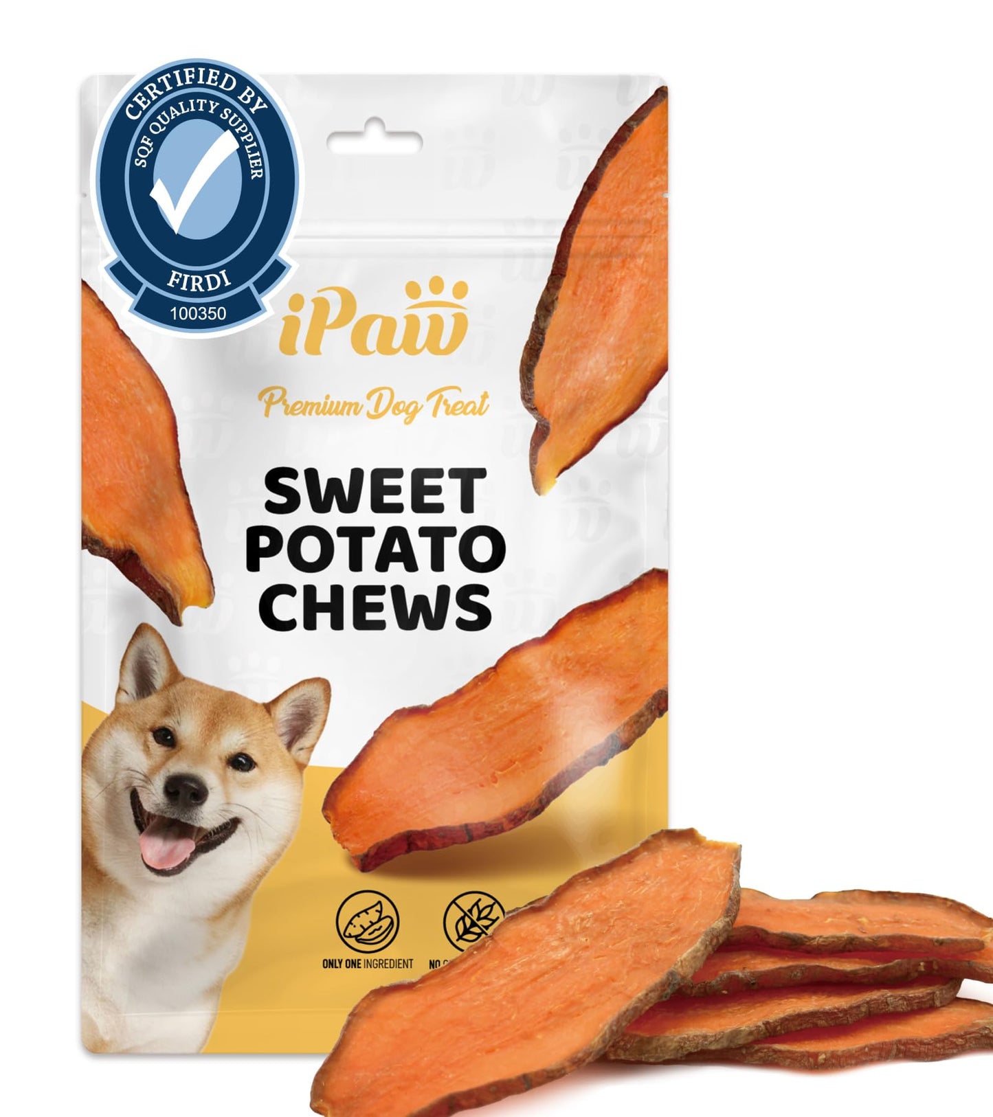 iPaw Sweet Potato Dog Treats, SQF Certified Single Ingredient Dog Treats for Vegetarian, All Natural Human Grade Puppy Chew, Rawhide Alternative, Hypoallergenic, Easy to Digest