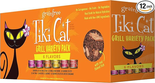 Tiki Cat Grill Wet Cat Food, Variety Pack, 2.8 oz. Cans (12 Count)