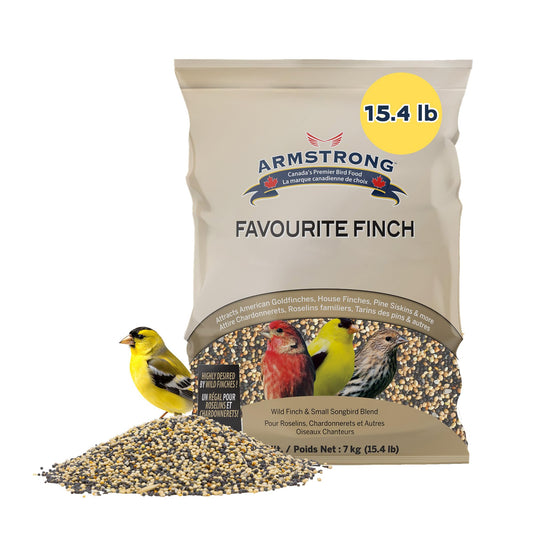 Armstrong Wild Bird Food Favourite Finch Bird Seed Blend, 15.4 Pounds - with White Millet, Canola, Nyjer and Sunflower Kernel Chips for American Goldfinches, House Finches & Songbirds