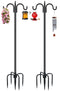 Gtongoko Double Shepherds Hook for Outdoor, 2 Pack 92 Inch Heavy Duty Bird Feeder Pole 3/4 Inch Thick Garden Hooks for Hanging Hummingbird Feeder, Plant Baskets, Solar Light Lanterns