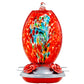 Muse Garden Glass Humming Bird Feeders for Outdoors - 27OZ Blown Glass Hummingbird Feeder - Unique Gift Mom Women Grandparents, Outdoors Hanging Garden Decor, Includes Ant Moat & Brush, Red Swirl