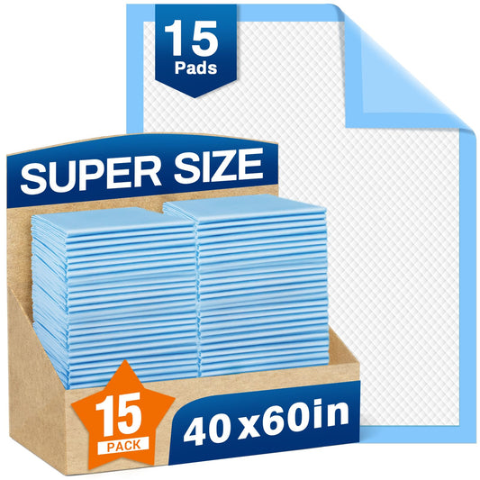 Bed Pads Disposable 40"X60" Super Absorbent Pee Pads, Oversized Underpads for Adults, Elderly, Pets [150x200CM, 15pcs]