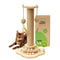 TINYBEAST Wooden Cat Scratching Post, 4 in 1 Cat Scratcher Toy with Cat Ball Tracks, 18" Tall Sisal Scratch Post for Indoor Kittens Adult Cats, Interactive Feather Toy and 2 Sisal Hanging Balls