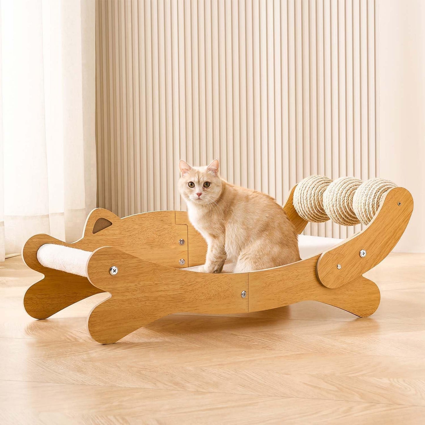 Cat Scratch Pad with Replacement Scratching Felt, Large Cat Scratcher Bed Hammock Lounge for Scratching Pad, Protects Furniture,Kittens Gifts